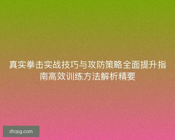 真实拳击实战技巧与攻防策略全面提升指南高效训练方法解析精要