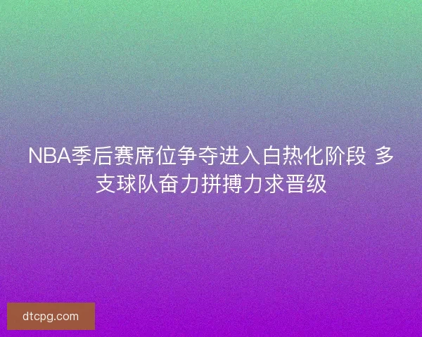 NBA季后赛席位争夺进入白热化阶段 多支球队奋力拼搏力求晋级